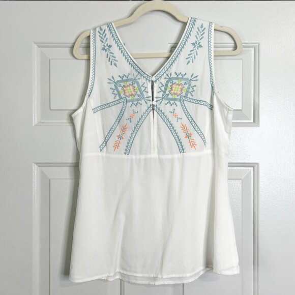 Sakkas Elita Sleeveless Tank Top Batik Aztec Embroidered Shirt Blouse - Picture 7 of 8